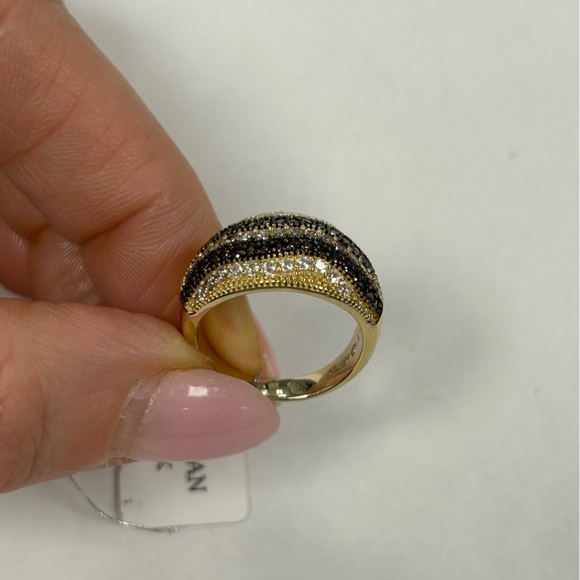 Suzy Levian Yellow Sterling Silver Brown & White CZ Half Band NWT - Picture 7 of 8